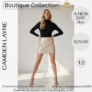 A New Day Gold A-Line Mini Skirt for Work